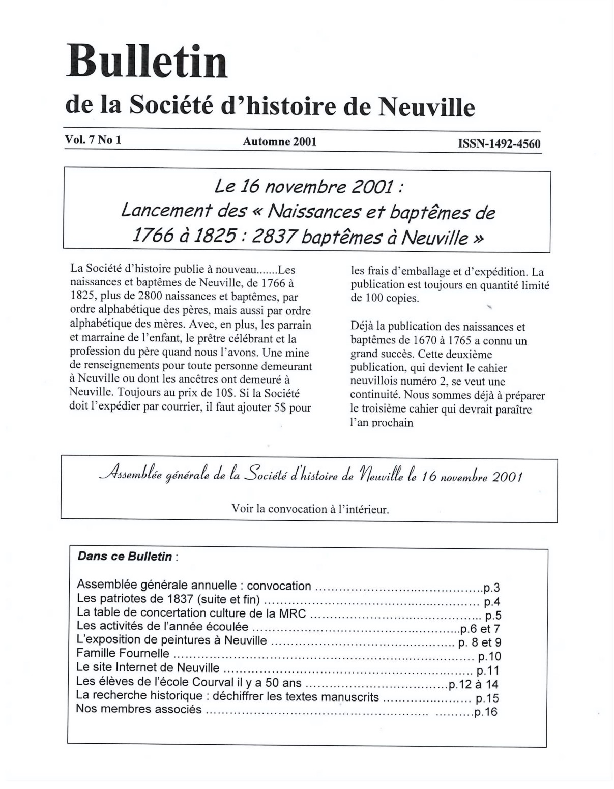 Cliquez pour agrandir l'image Le Chemin du Roy, volume 7, no. 1