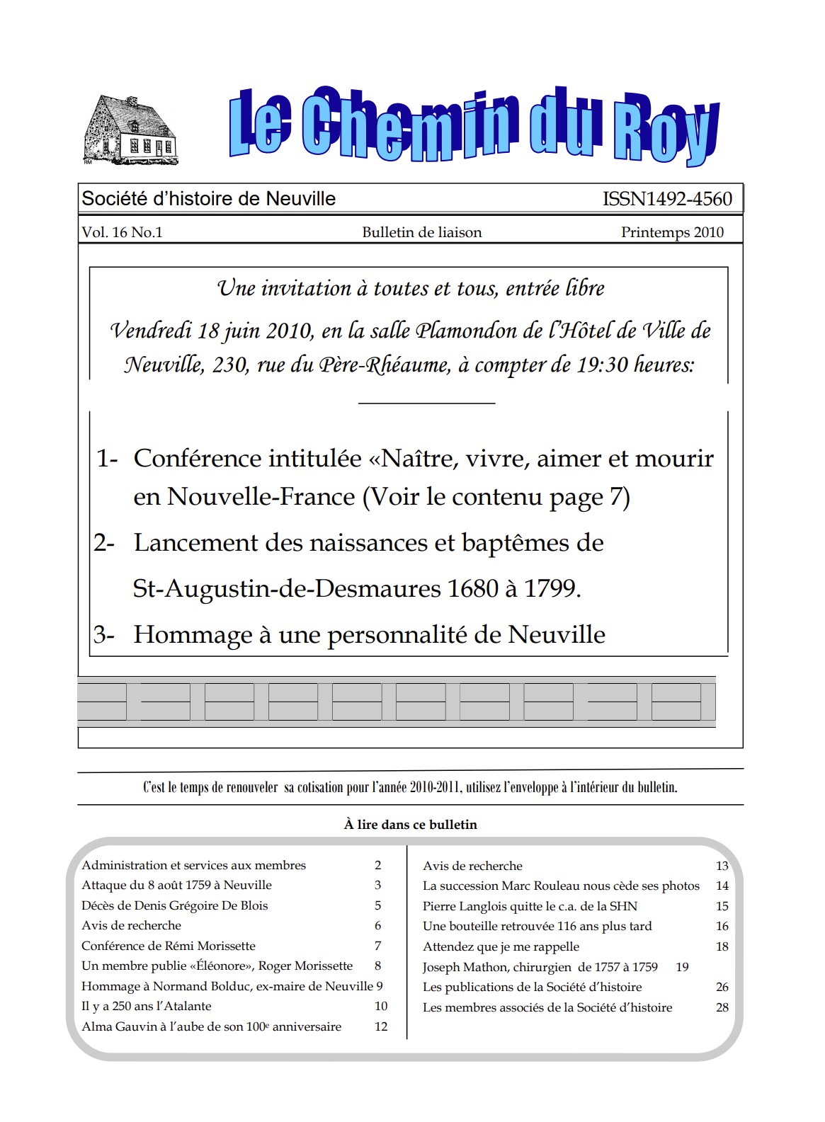 Cliquez pour agrandir l'image Le Chemin du Roy, volume 16, no. 1