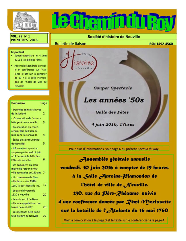 Cliquez pour agrandir l'image Le Chemin du Roy, volume 22, no. 1