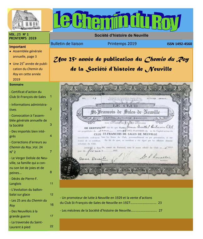 Cliquez pour agrandir l'image Le Chemin du Roy, volume 25, no. 1